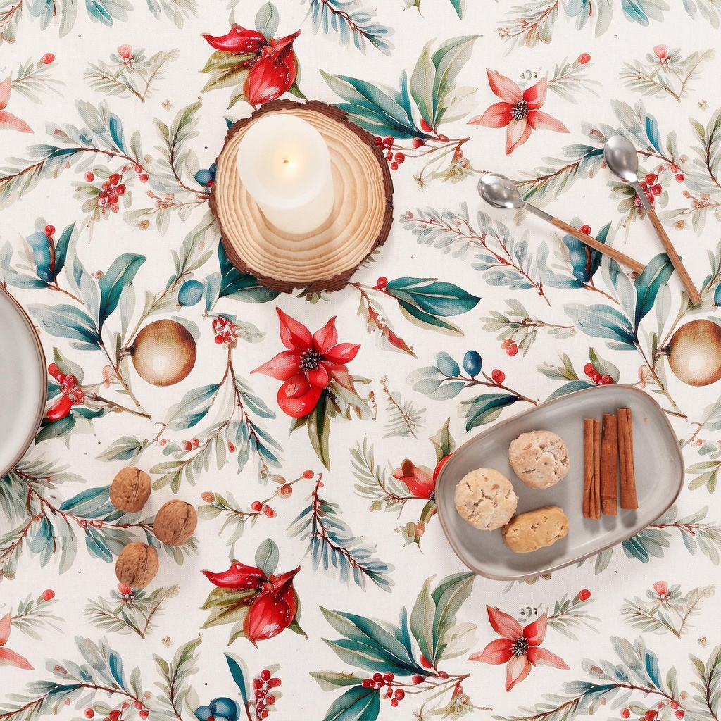 MANTEL NAVIDAD ANTIMANCHAS ALGODÓN