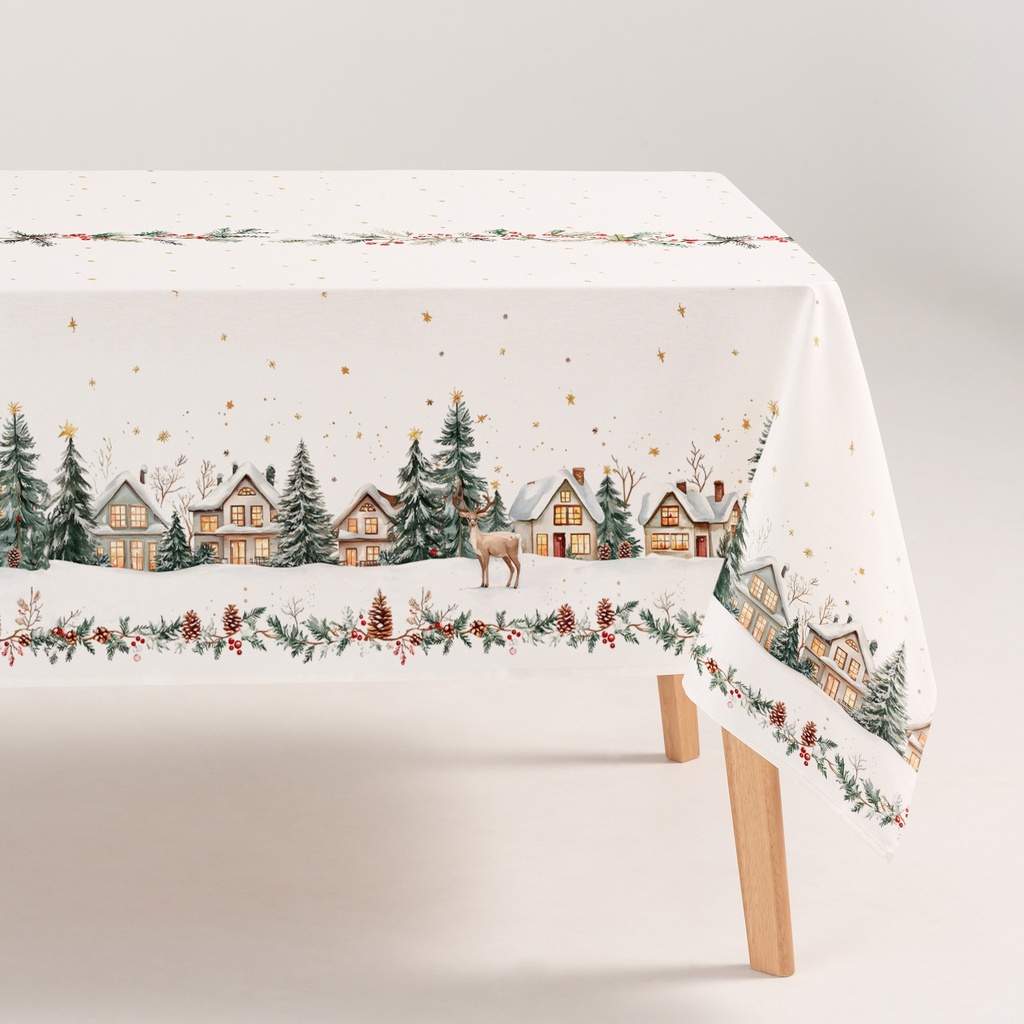 MANTEL NAVIDAD ANTIMANCHAS ALGODÓN