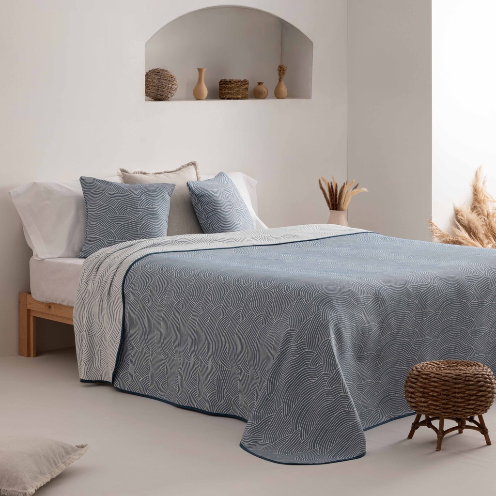 Colcha ligera Marea jacquard Azul