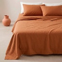 JUEGO DE SÁBANAS LISO 100% ALGODÓN TEJA