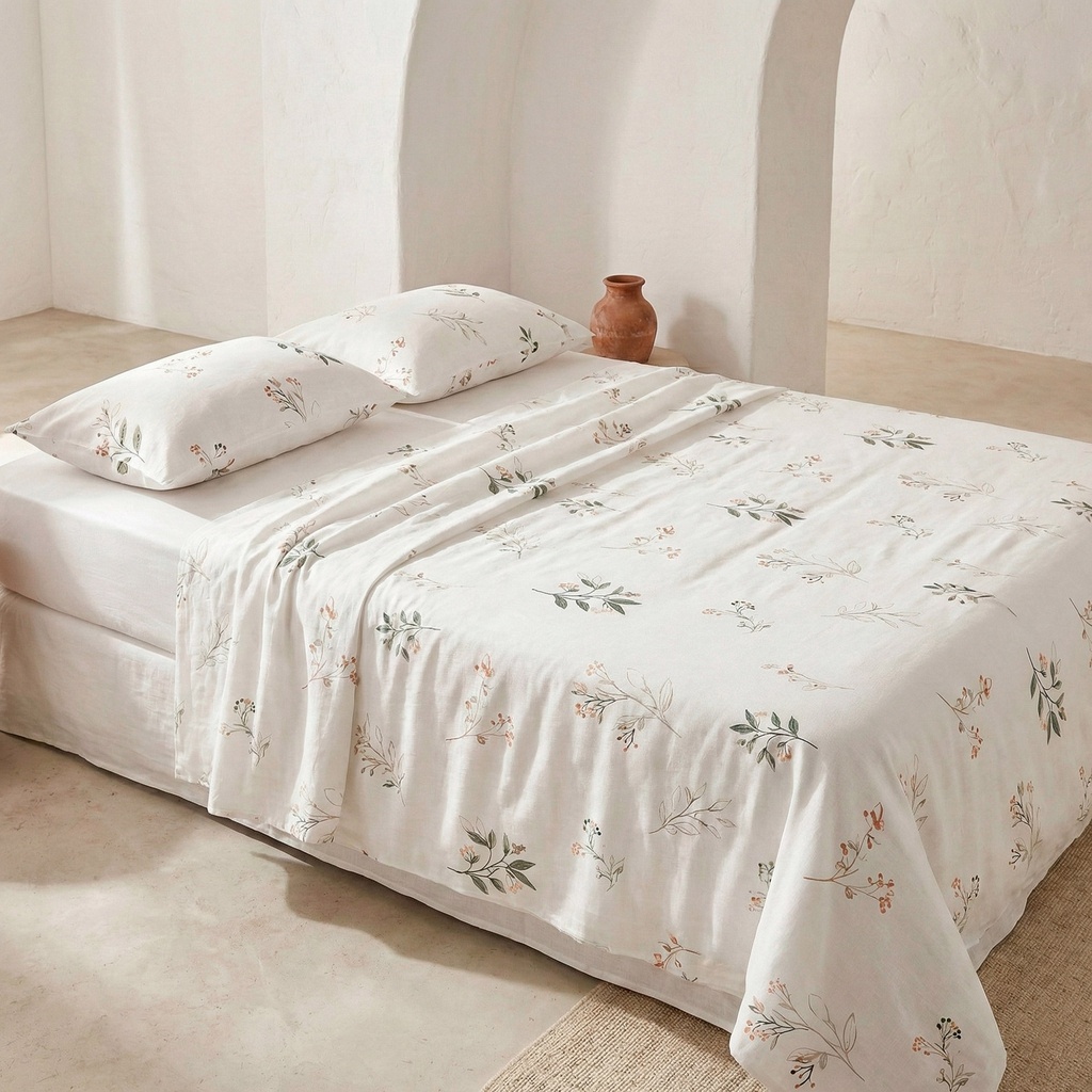 JUEGO DE SÁBANAS 100% ALGODÓN FLORISA 