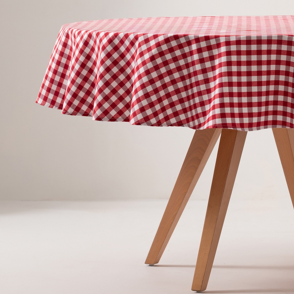 MANTEL REDONDO ANTIMANCHAS VICHY