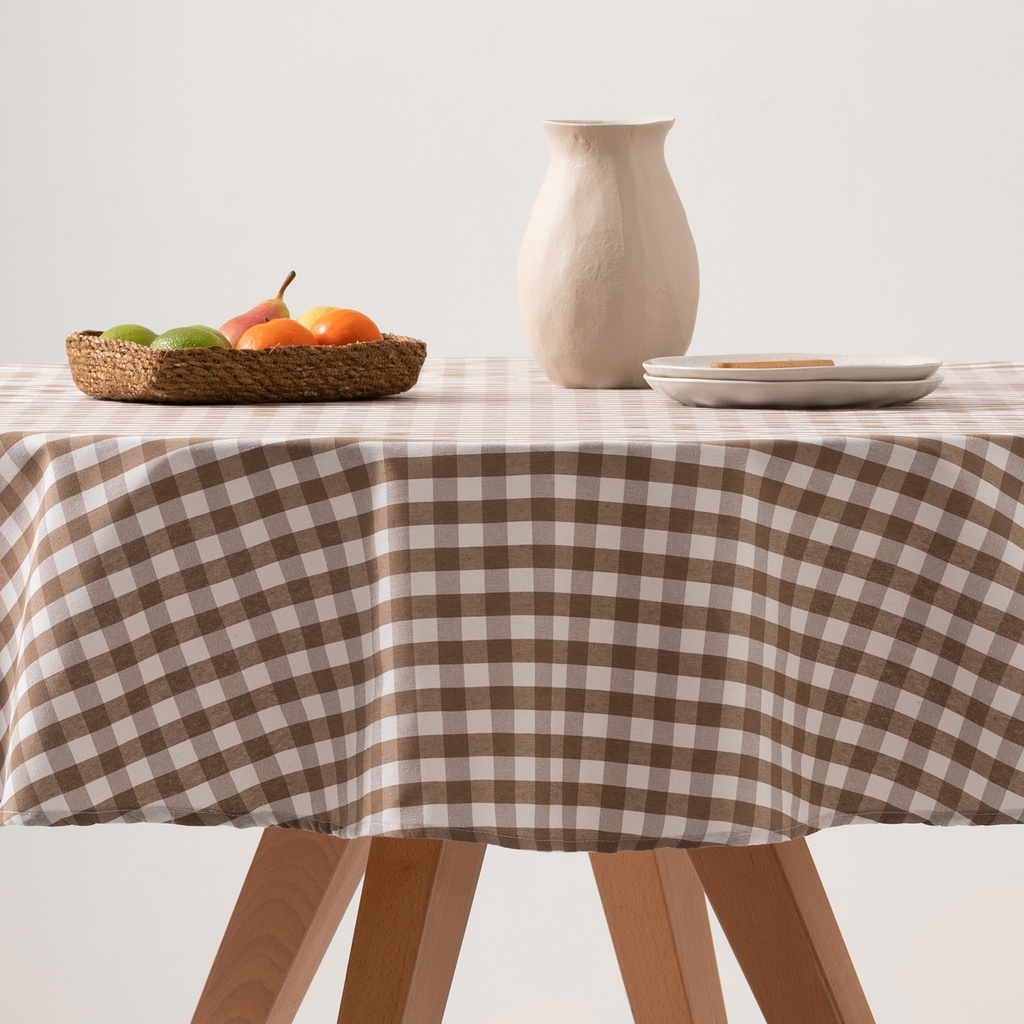 MANTEL REDONDO ANTIMANCHAS VICHY