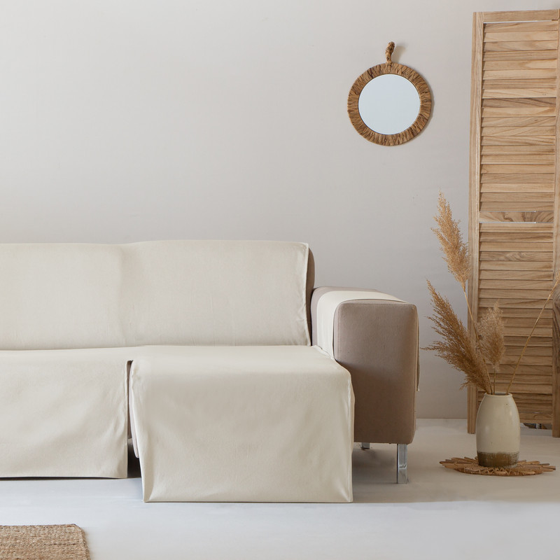 [CSACRUDO200DER] Cubre Sofa Alicante Algodón (Crudo, Chaise Longue 200 derecho)