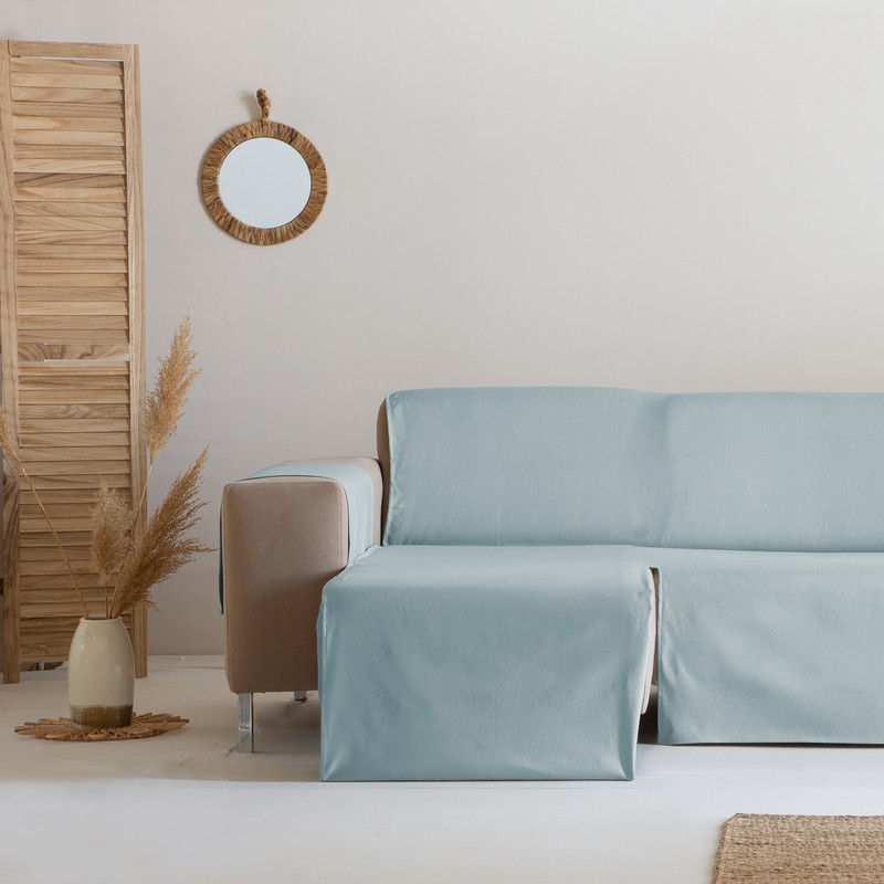 [CSAAGUA200IZQ] Cubre Sofa Alicante Algodón (Agua Marina, Chaise Longue 200 izquierdo)
