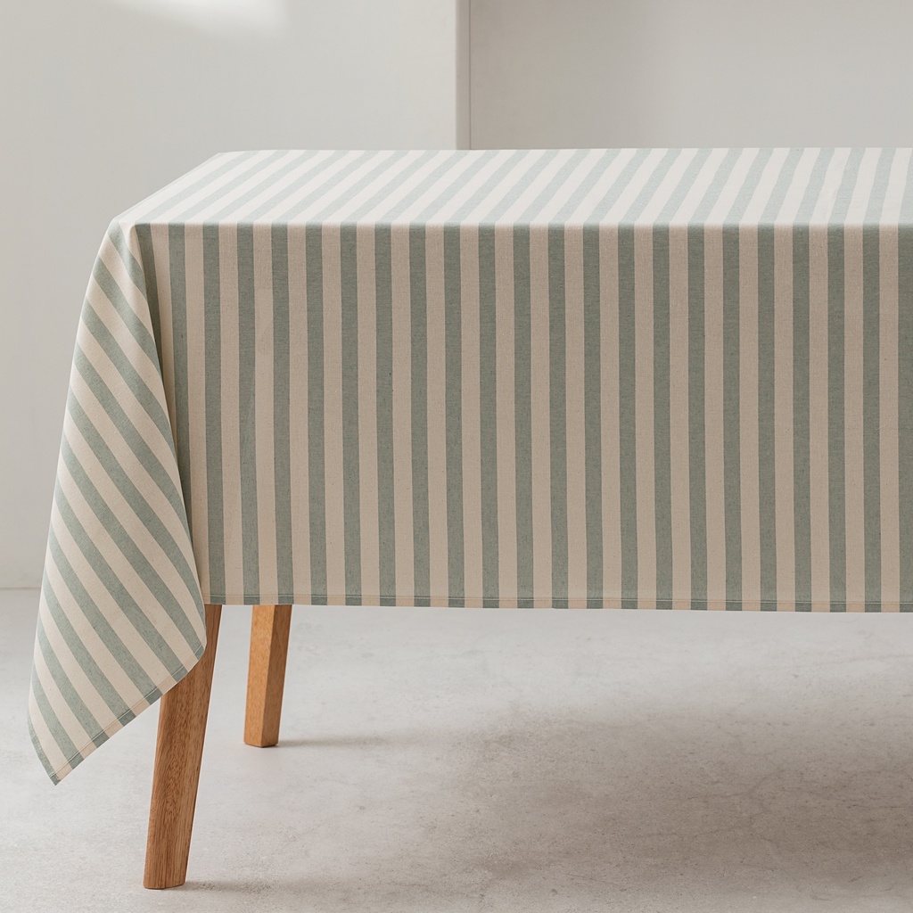 [MRAG100] Mantel 100% algodón rayas Iris (Rayas Agua Marina, 140x100 cm)