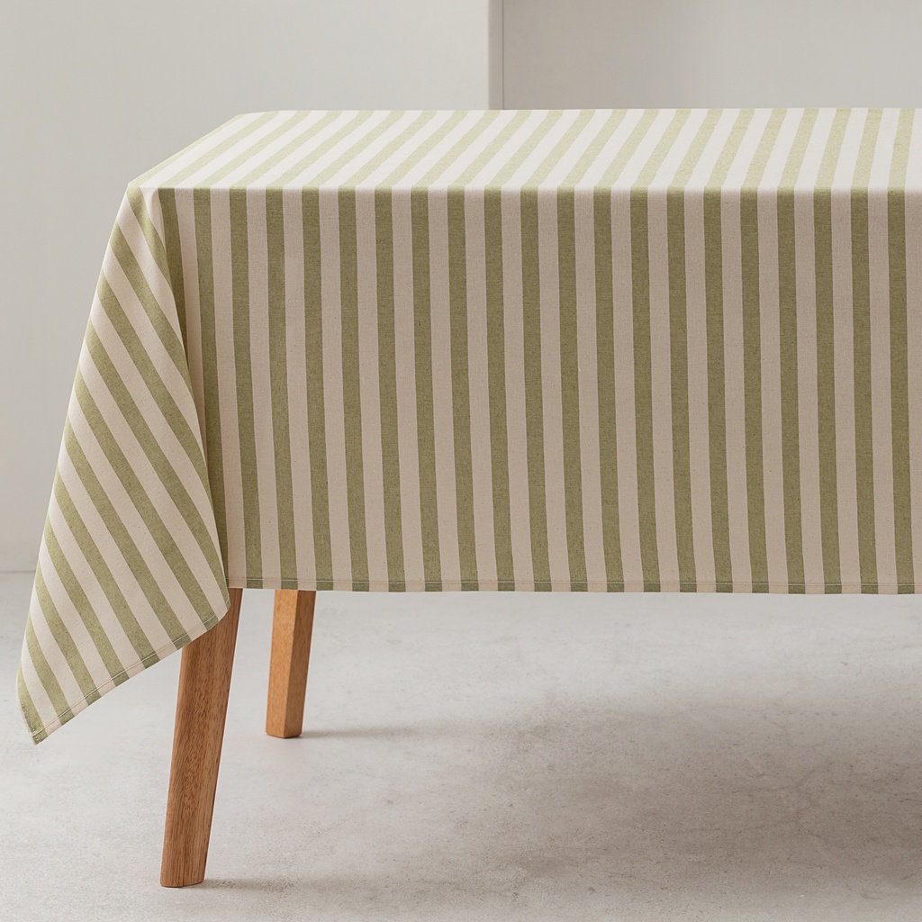 [MRVER100] Mantel 100% algodón rayas Iris (Rayas Verde, 140x100 cm)