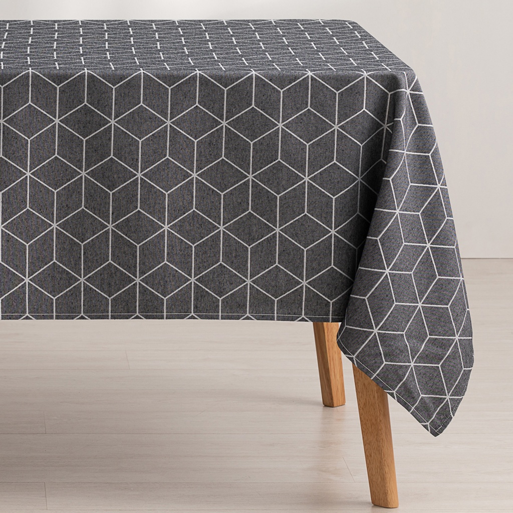 [LIANTR100] Mantel antimanchas jacquard Line (Antracita, 140x100 cm)