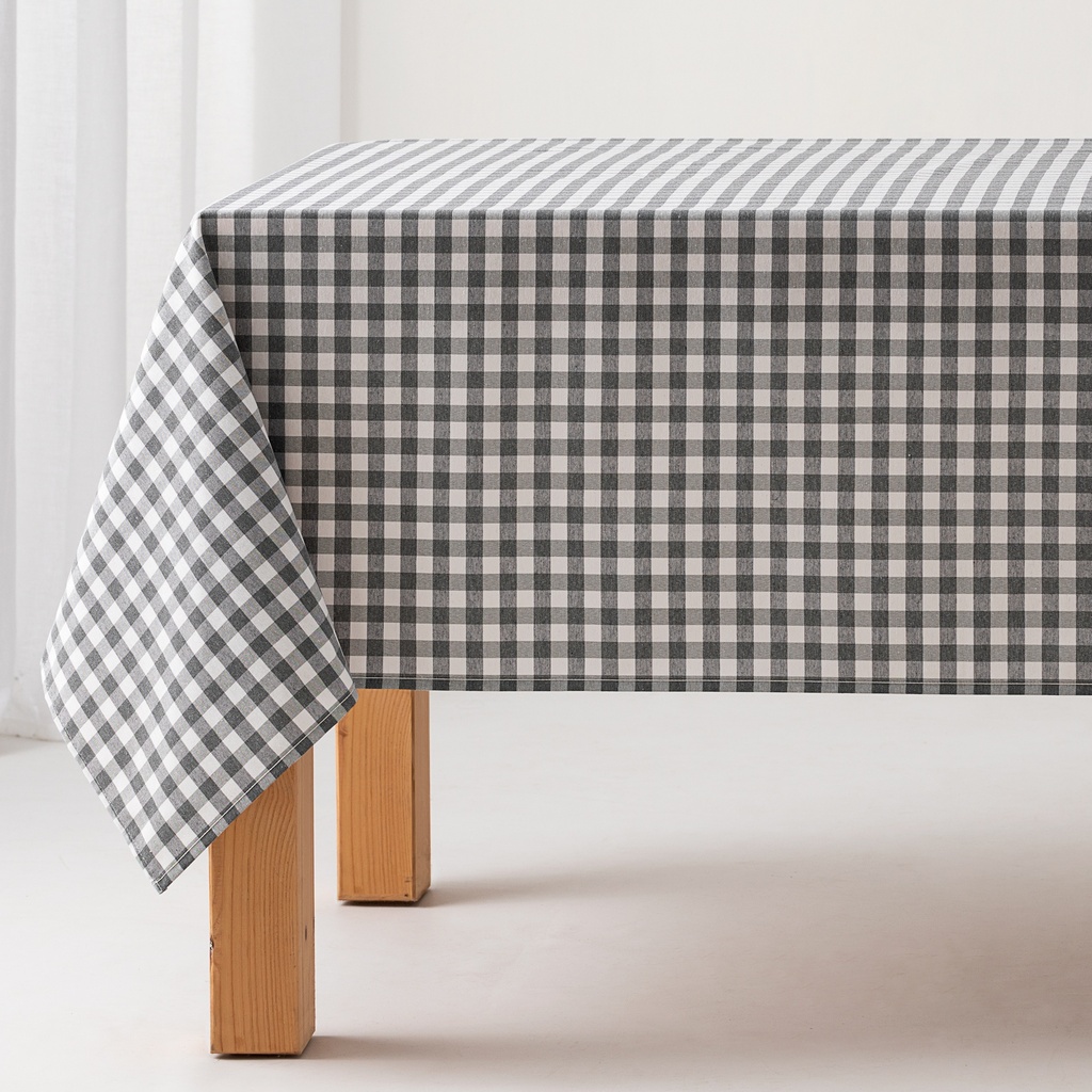 [MANTVI100-GR] Mantel antimanchas cuadros vichy (Gris Oscuro, 140x100 cm)