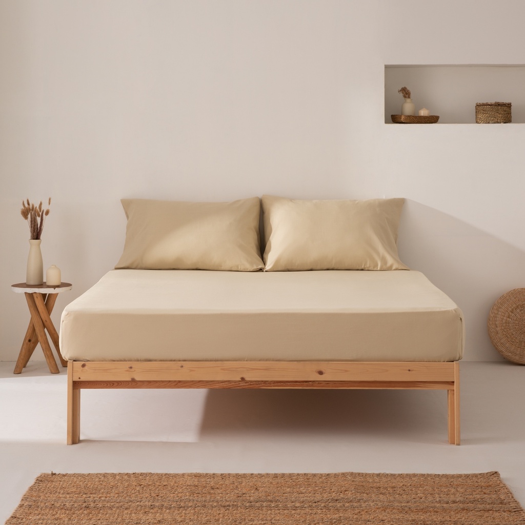 [SB100%ALG80-BE] Sábana bajera 100% algodón (Beige, 80x190/200 cm)