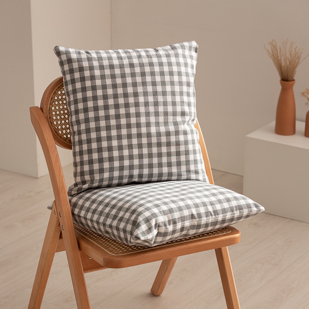 [COJ2VICGR] Pack 2 fundas cojín Vichy 45x45 cm (Gris)