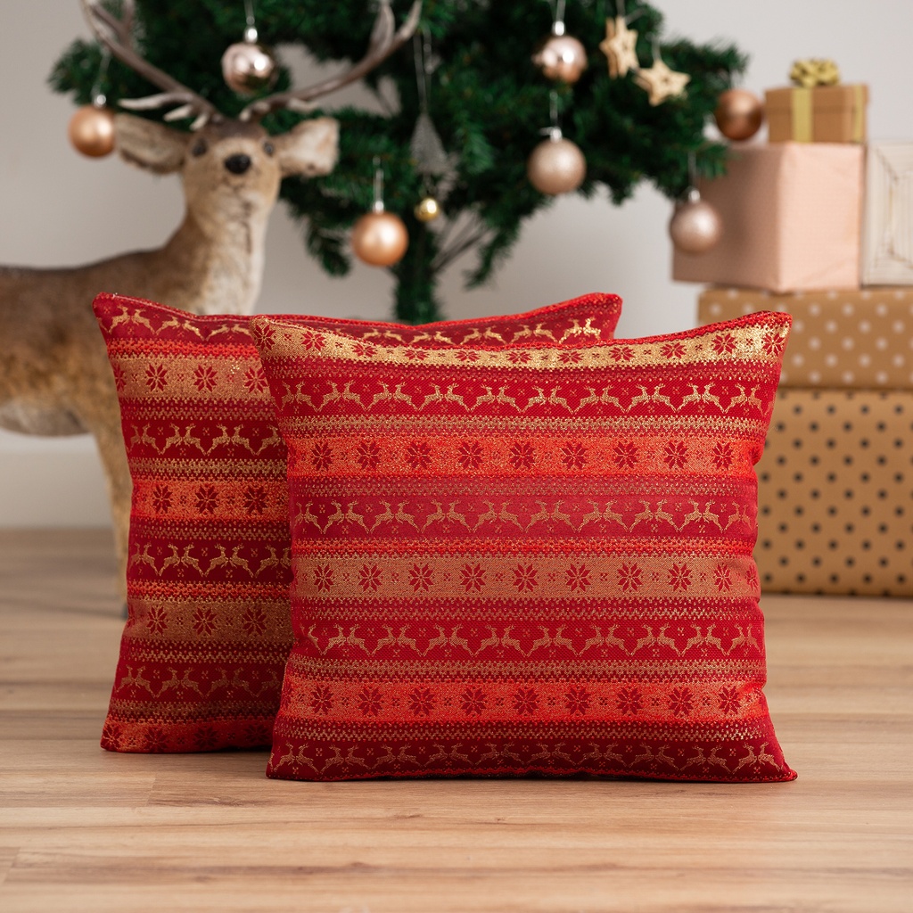 Pack 2 Fundas de Cojín Jacquard Navidad Ribbon 45x45cm