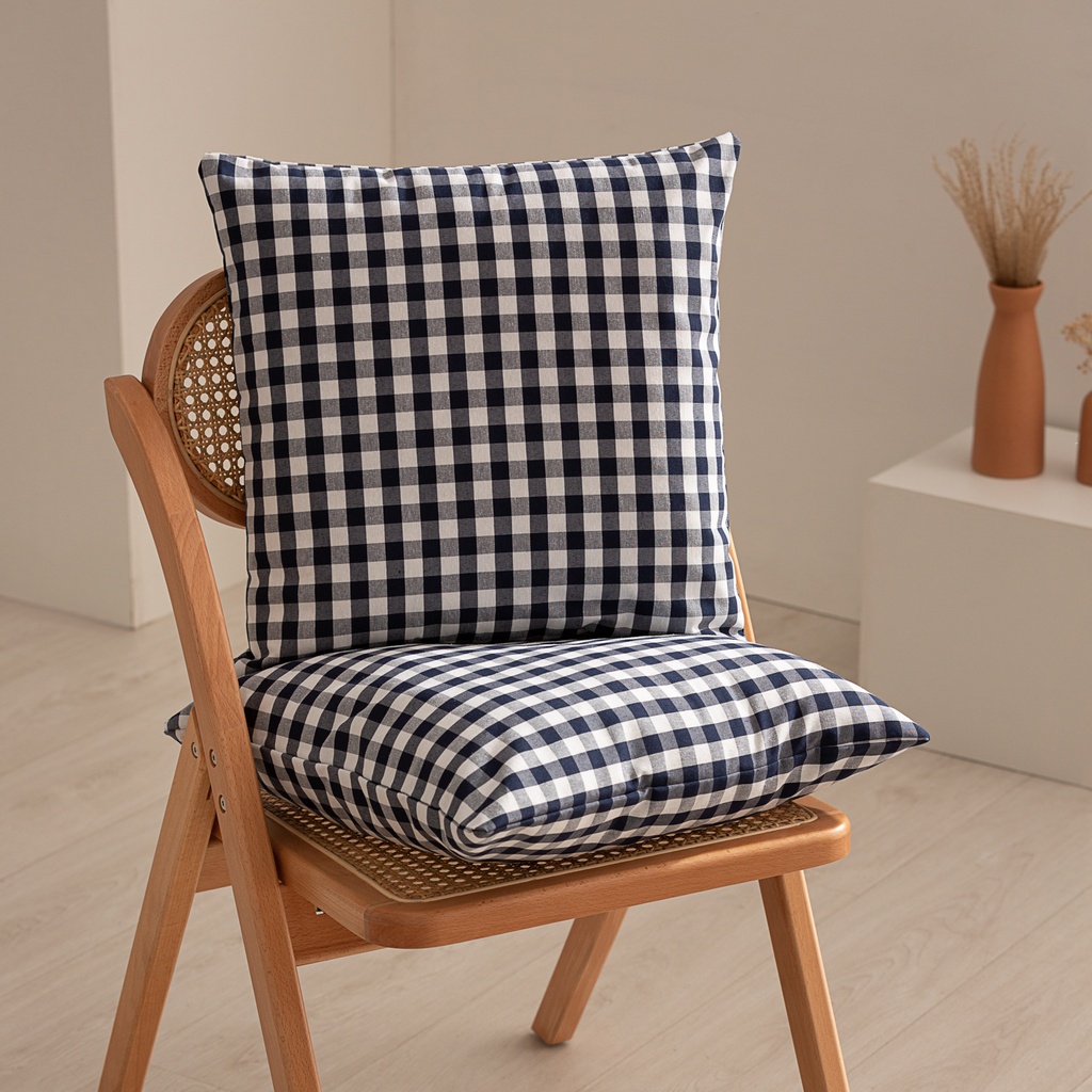 [COJ2VICAZ] Pack 2 fundas cojín Vichy 45x45 cm (Azul)