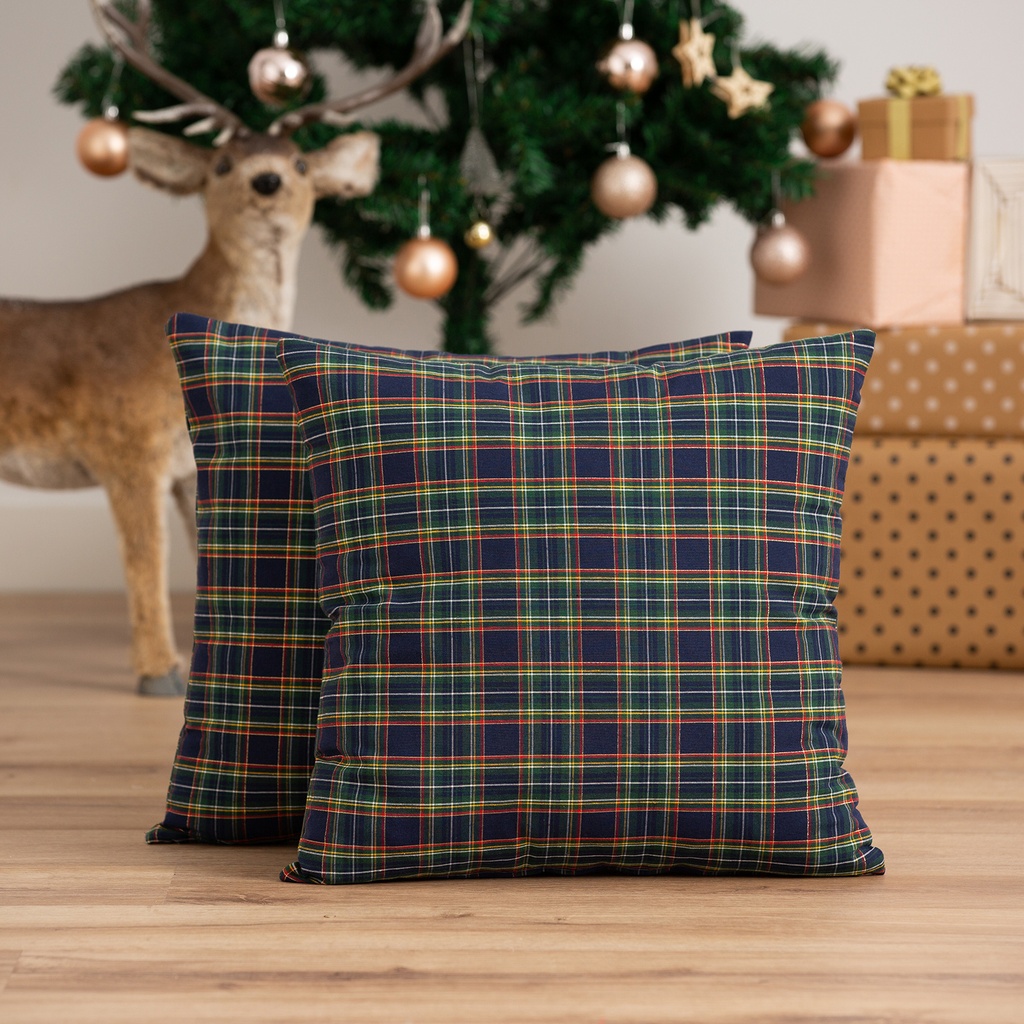Pack 2 Fundas de Cojín Jacquard Navidad Check 45x45cm