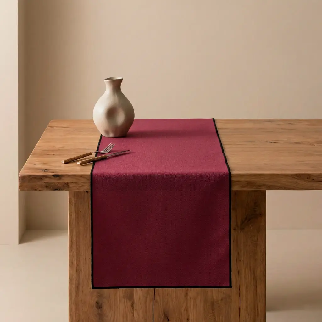 [CAMSABGr] Camino de mesa liso 100% algodón 45x150 cm (Granate)