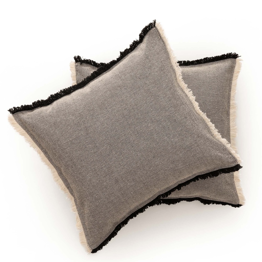 [FC2FLTINE] Pack 2 fundas de cojín flecos Tibu 50x50 cm (Negro)