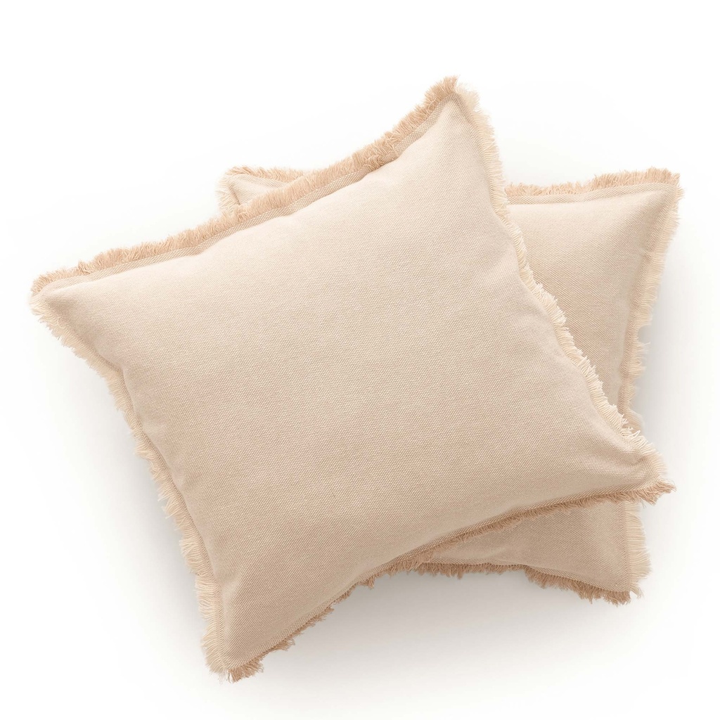 [FC2FLTICR] Pack 2 fundas de cojín flecos Tibu 50x50 cm (Crudo)