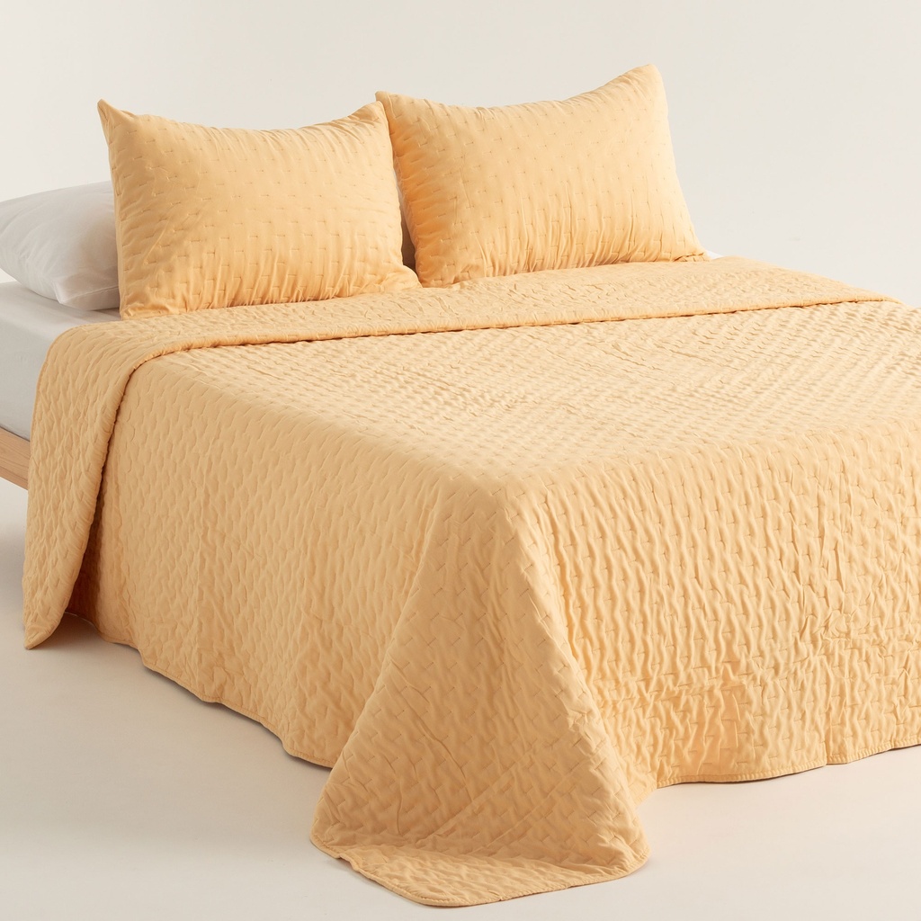 [COLNARAMO-180] Colcha Nara acolchada (Mostaza, Cama 80/90 - 180x270 cm + 50x70 cm)