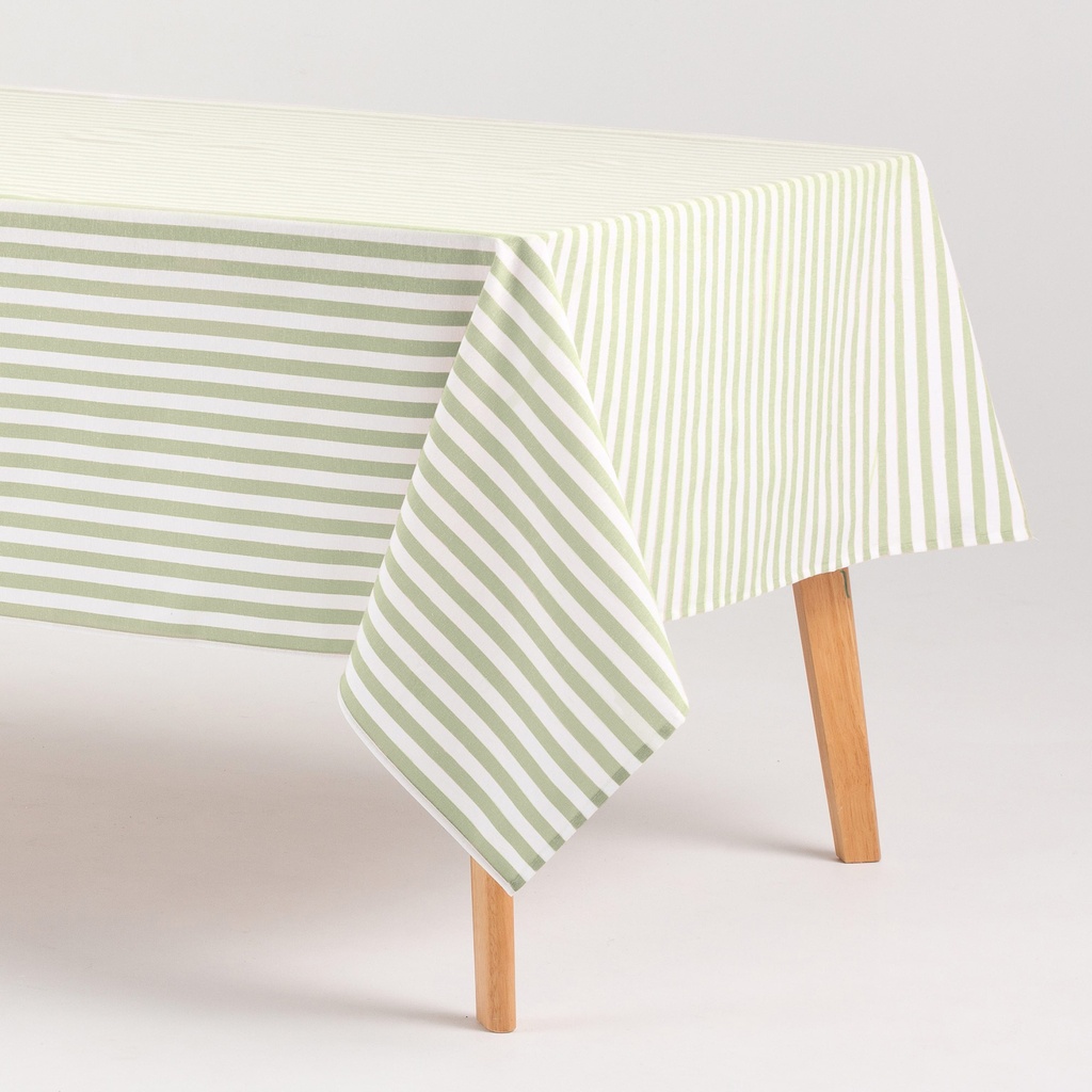 [MRALMAVECL-100] Mantel Antimanchas Rayas Alma (Verde Claro, 140x100 cm)