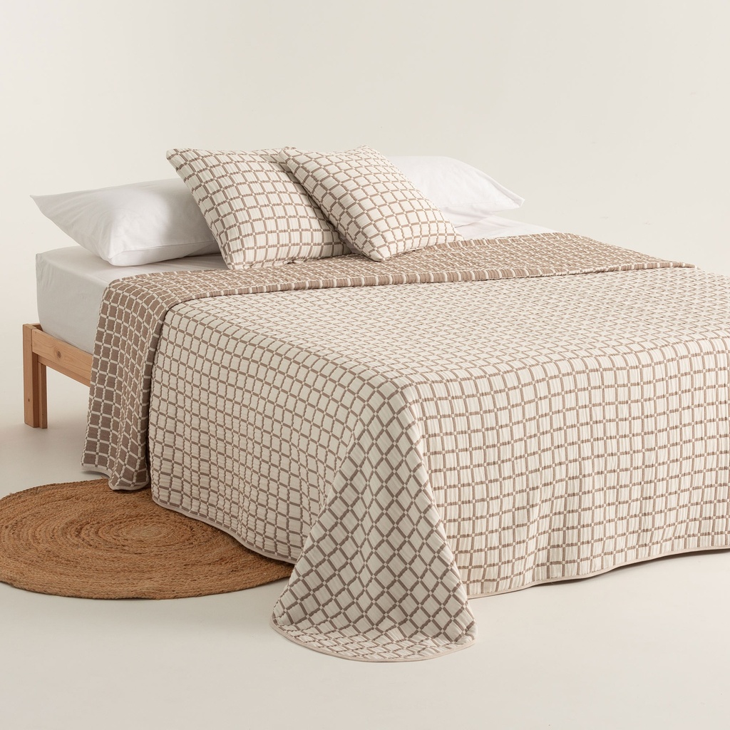 [COLINEATA-180] Colcha Jacquard Cuadros Algodón INEA (180x270 cm)