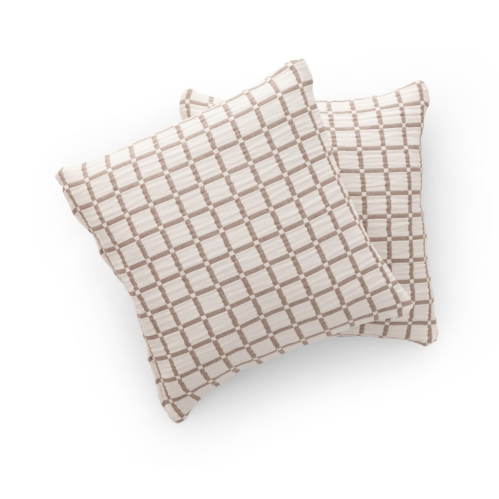 [FC2INEA-2] Pack 2 Fundas de Cojín Jacquard Cuadros Algodón INEA