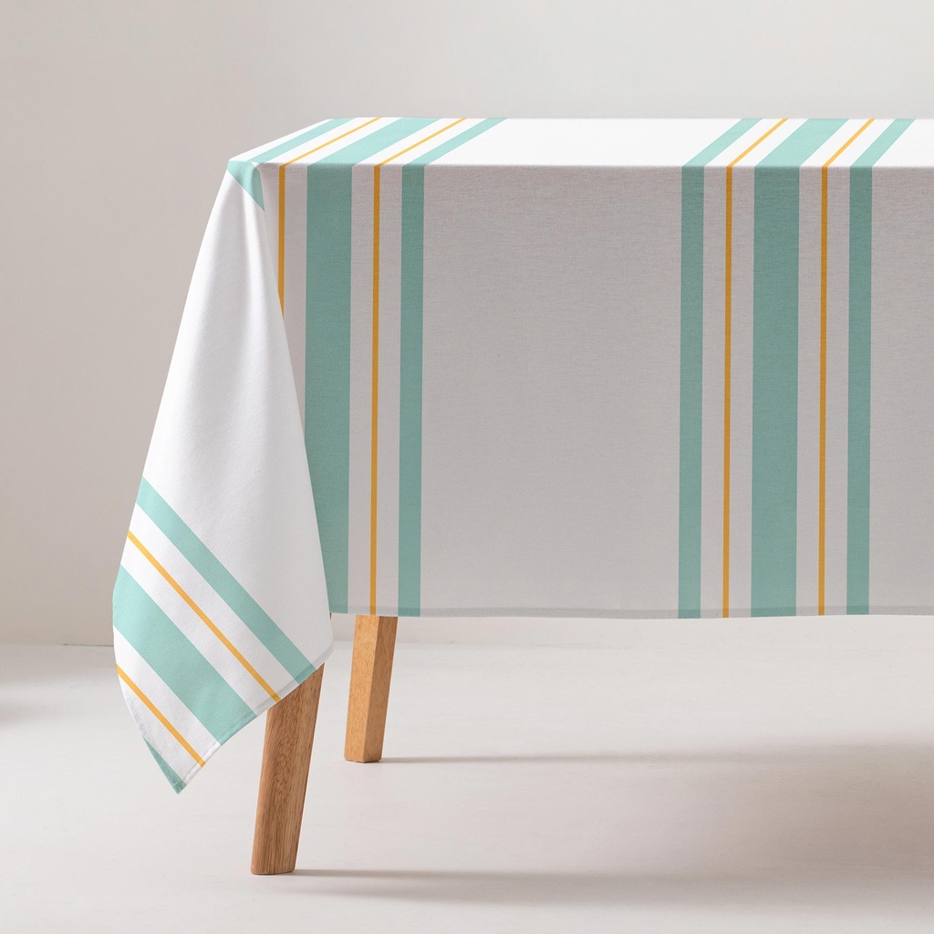 [MRDALIAAG-100] Mantel Antimanchas Rayas DALIA (Agua Marina, 160x100 cm)