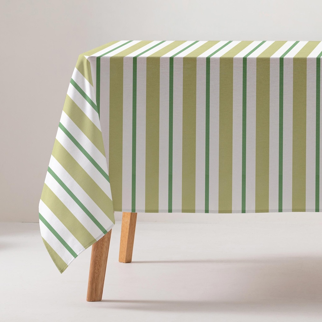 [MRRIVANVE-100] Mantel Antimanchas Rayas RIVANA (Verde, 160x100 cm)