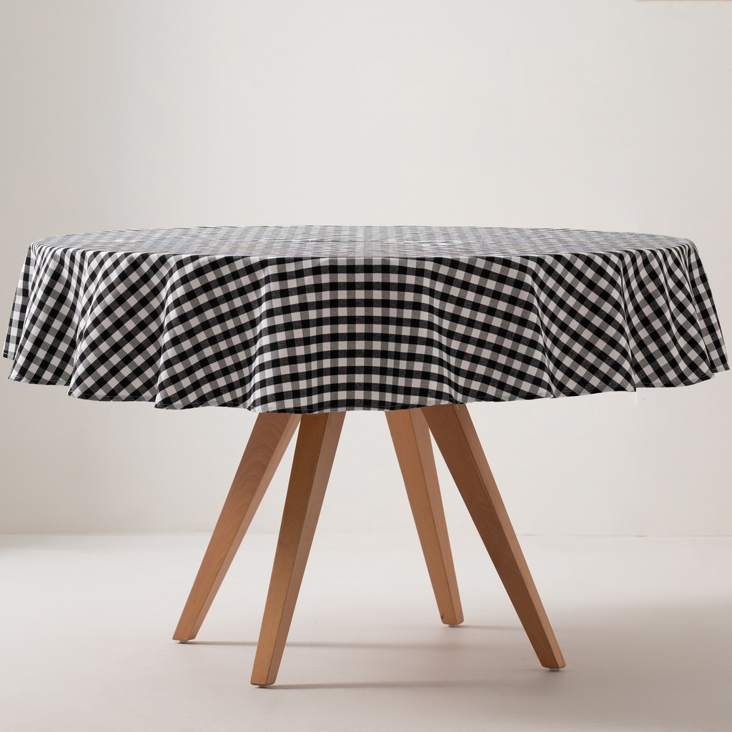 [MAREDVICNE] Mantel antimanchas redondo vichy 160x160 cm (Negro)
