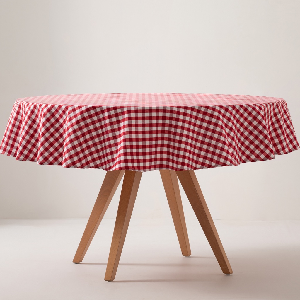 [MAREDVICRO] Mantel antimanchas redondo vichy 160x160 cm (Rojo)