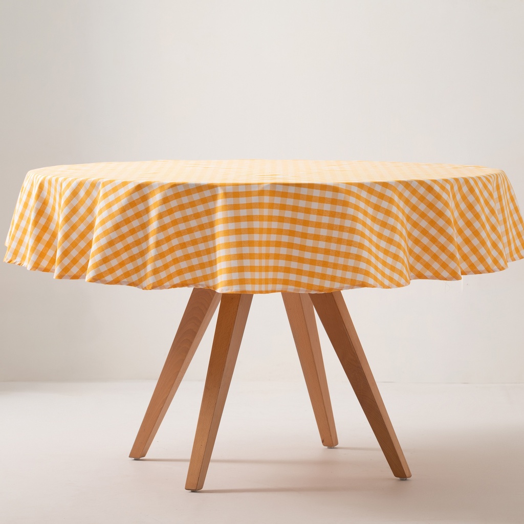 [MAREDVICAM] Mantel antimanchas redondo vichy 160x160 cm (Amarillo)