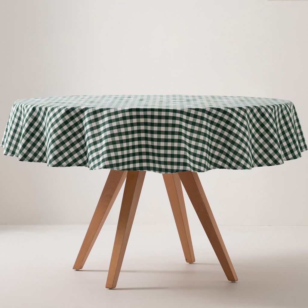 [MAREDVICVE] Mantel antimanchas redondo vichy 160x160 cm (Verde)