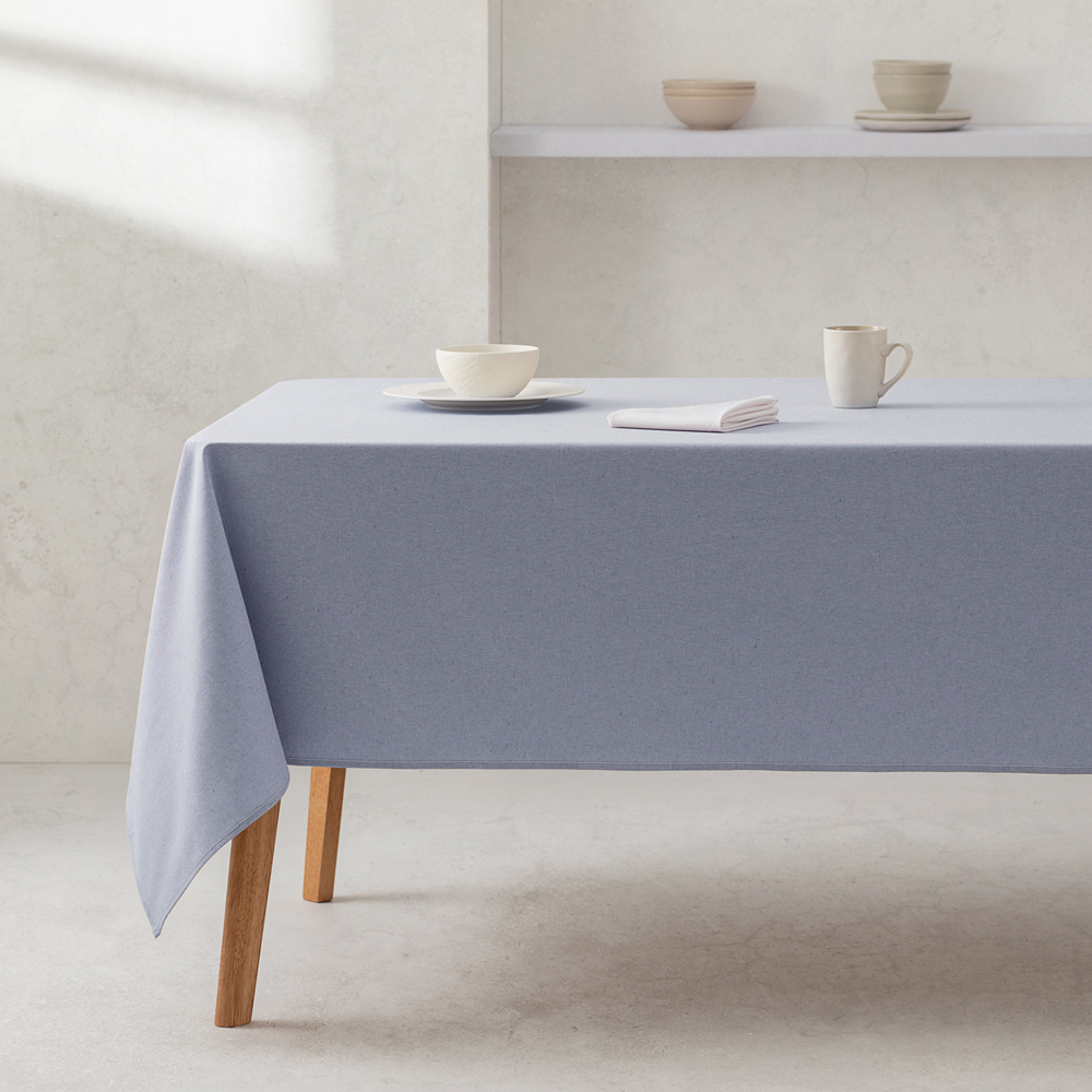 [MANNAT100-CE] Mantel 100% algodón liso (Celeste, 140x100 cm)