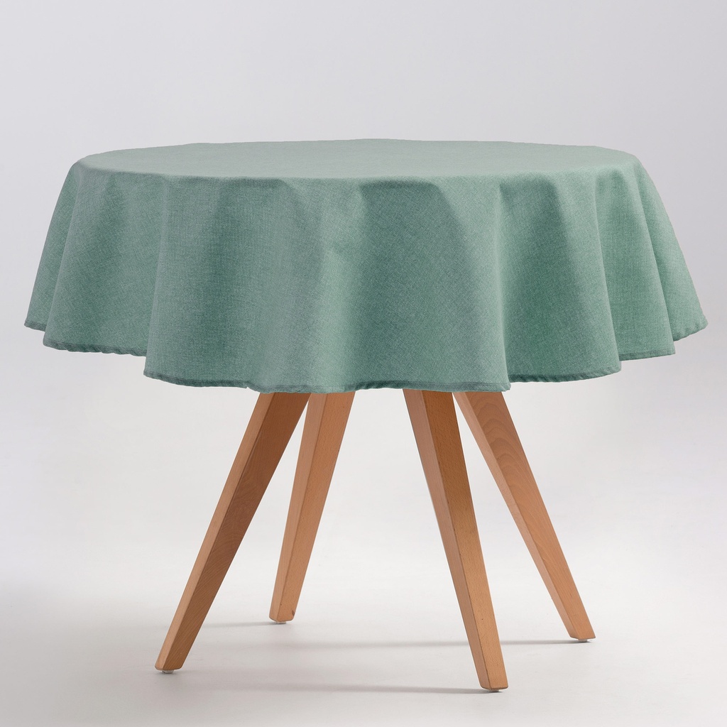 [MINDIAG-135] Mantel Liso Antimanchas Algodón INDIRA (Agua Marina, 135x135 cm)