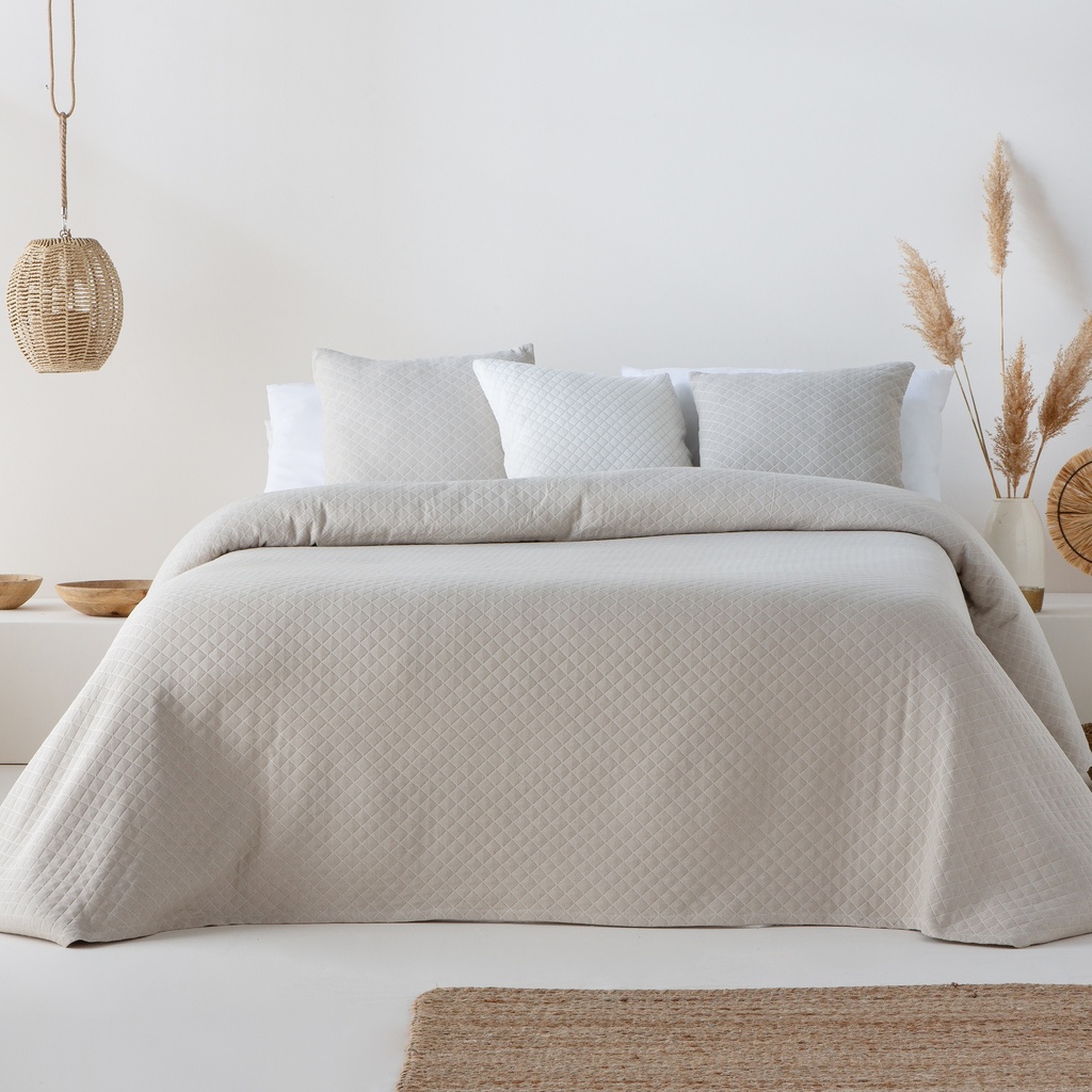 [COLAFR180-BE] Colcha lisa jacquard África (Beige, Cama 80/90 - 180x270 cm)