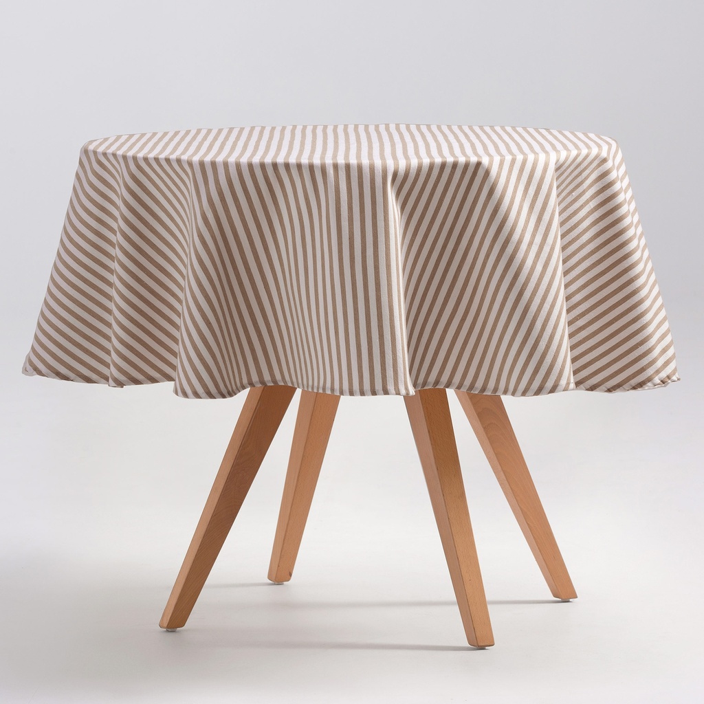 [MRARENTA-155] Mantel Antimanchas Rayas Arenza (Taupe, ⌀155 cm)