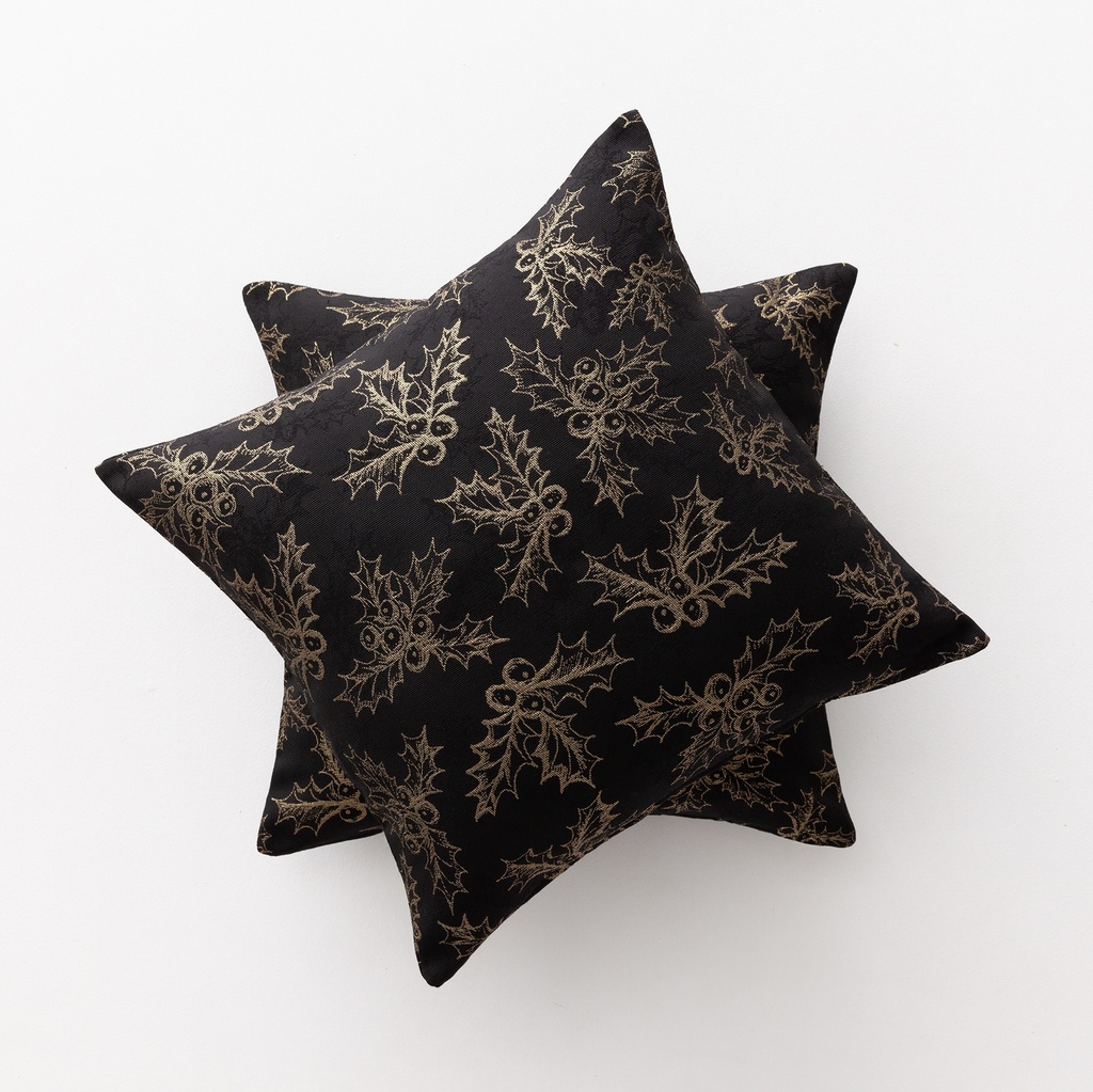 PACK 2 FUNDAS COJÍN JACQUARD NAVIDAD HOLLY 45x45cm