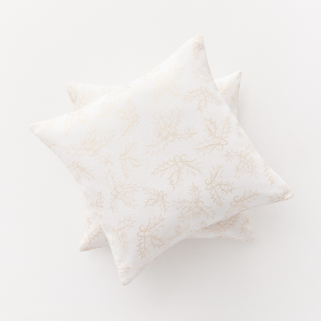 PACK 2 FUNDAS COJÍN JACQUARD NAVIDAD HOLLY 45x45cm