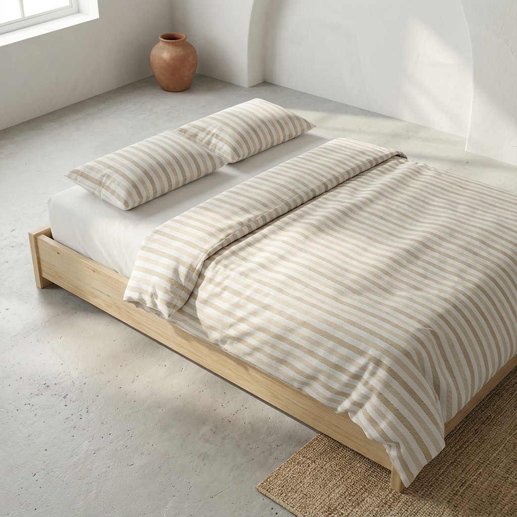 [JFNNUVIA150-TA] Funda Nórdica 100% Algodón NUVIA + Funda de Almohada (Taupe, Cama 80/90 - 150x220 cm + 45x110 cm)