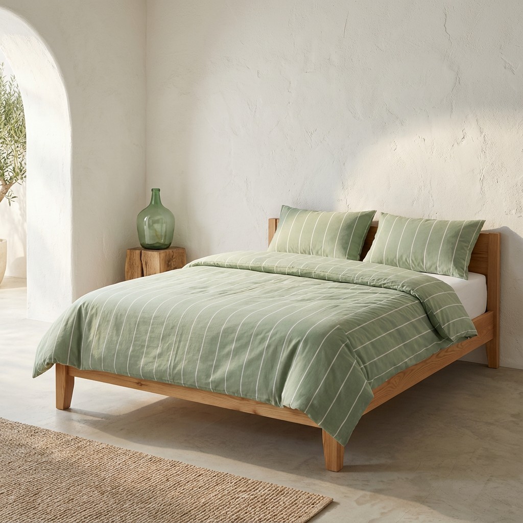 [JFNNAIRI150-AG] Funda Nórdica 100% Algodón NAIRI + Funda de Almohada (Agua Marina, Cama 80/90 - 150x220 cm + 45x110 cm)