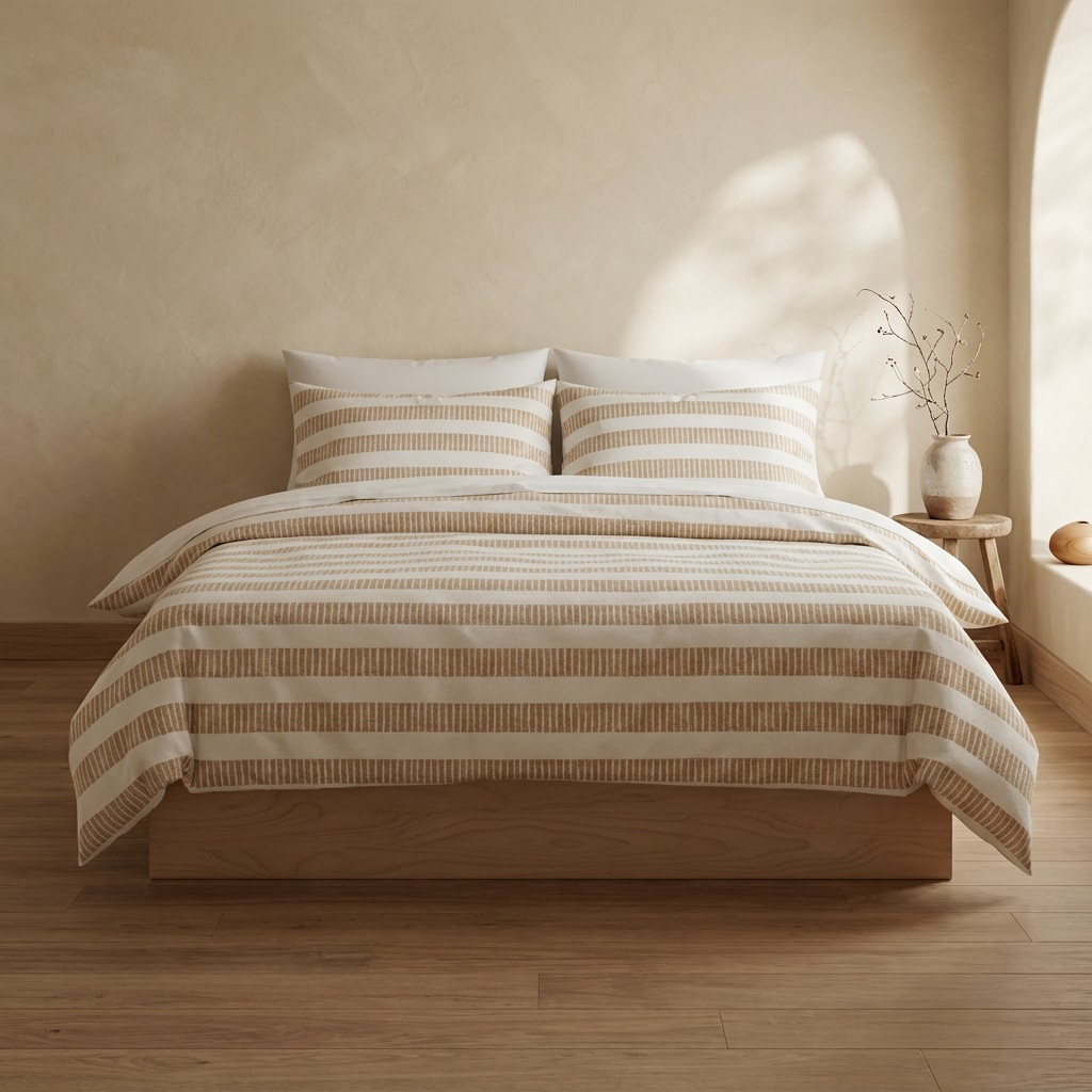 [JFNLUNAY150-BE] Funda Nórdica 100% Algodón LUNAYA + Funda de Almohada (Beige, Cama 80/90 - 150x220 cm + 45x110 cm)