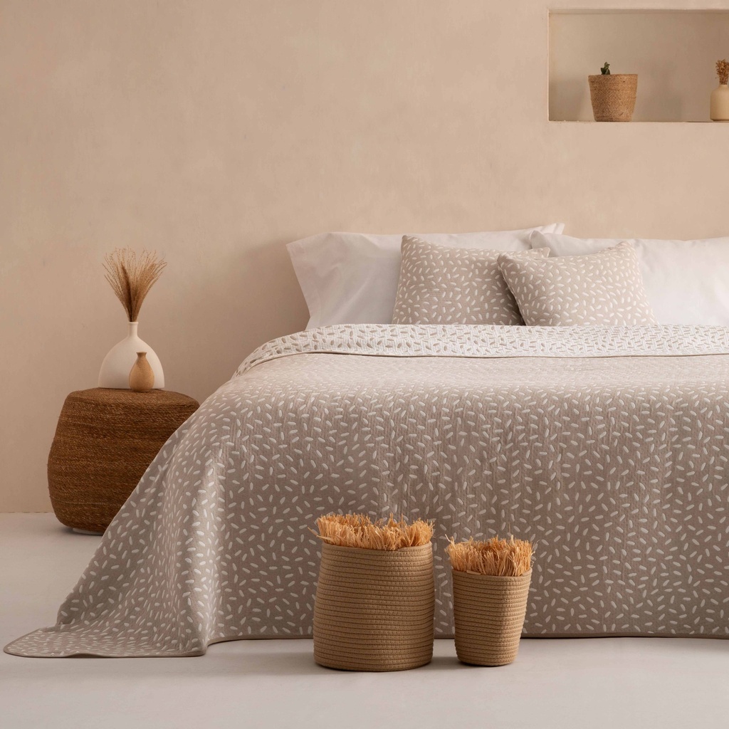 [COLCIN180-BE] Colcha ligera Cinti jacquard (Beige, 180x270 cm)