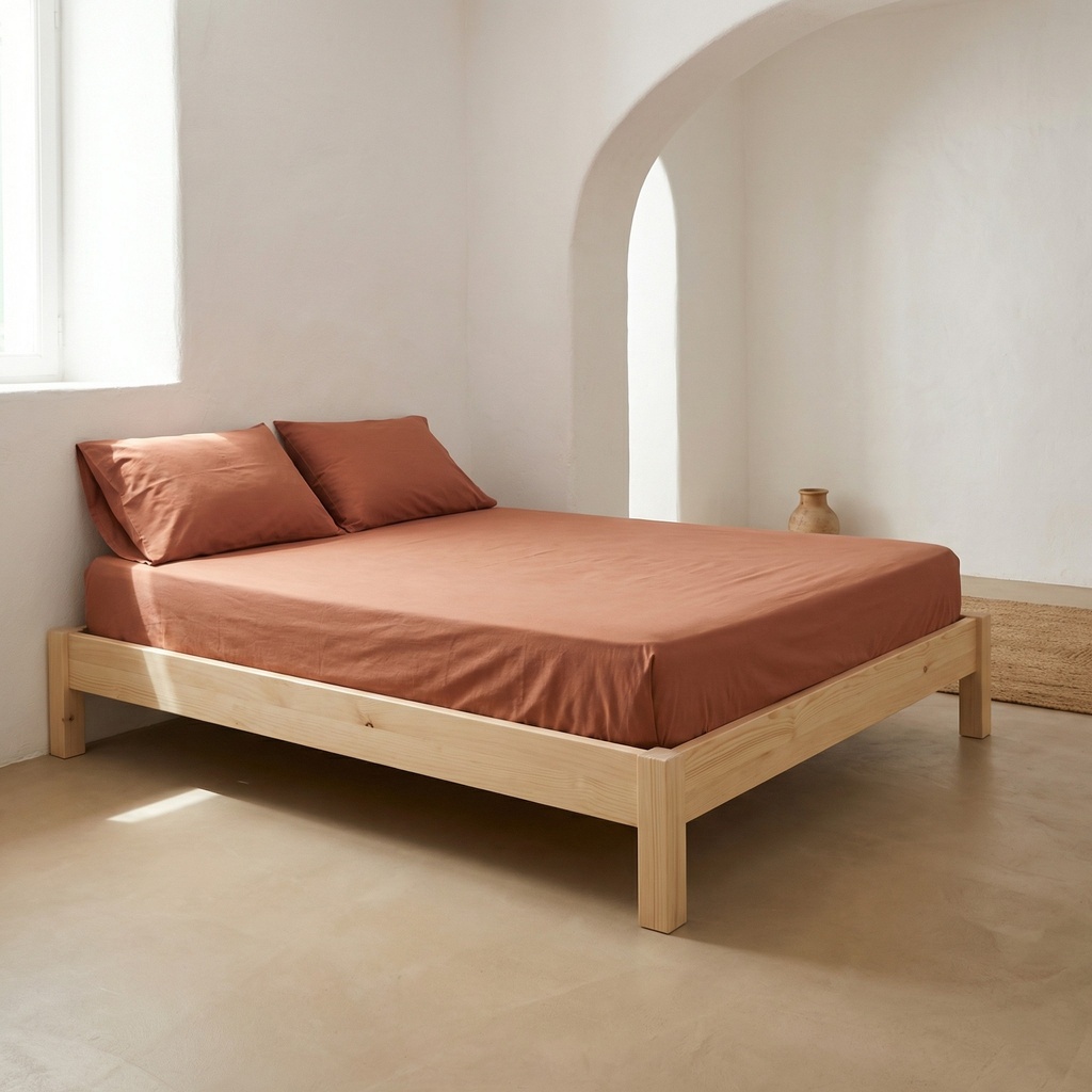 [SB100%ALGTE-080] Sábana bajera 100% algodón (Teja, 80x190/200 cm)