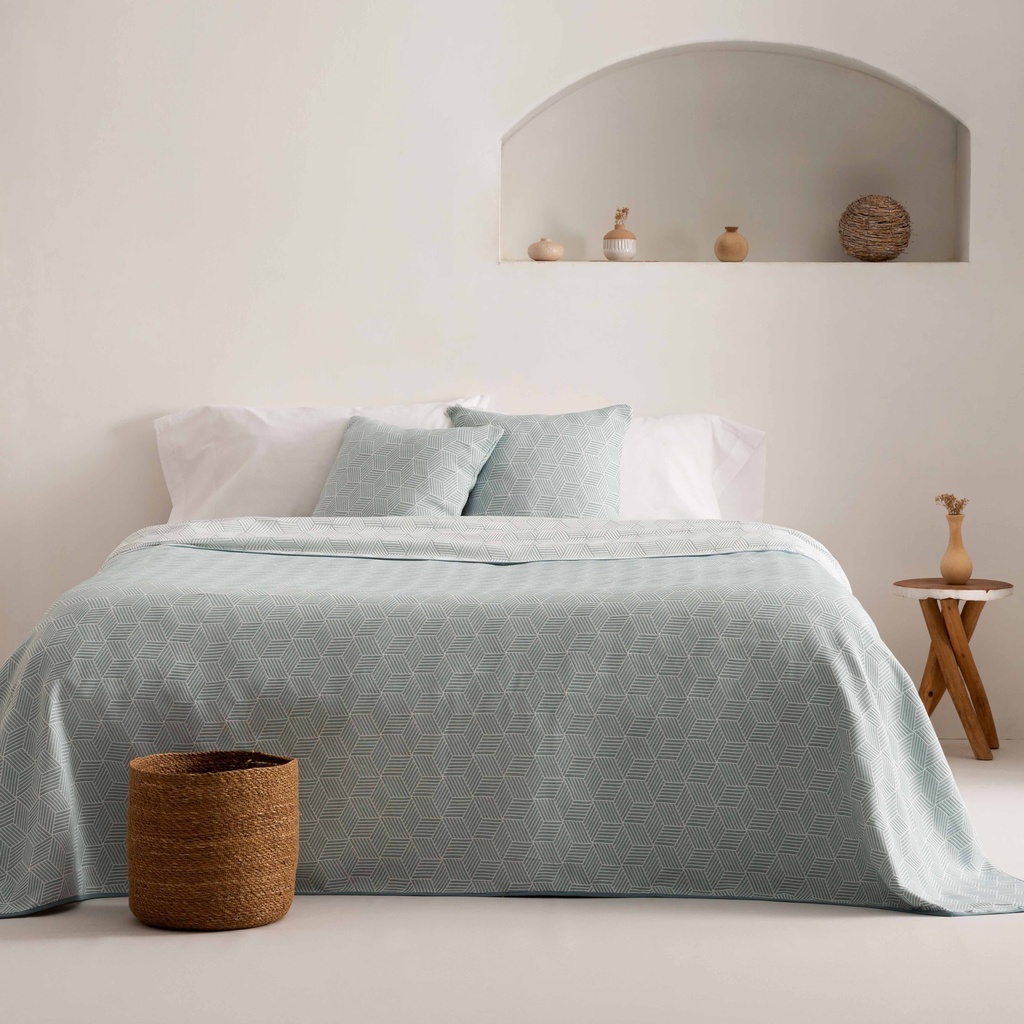 [COLAZ180-AG] Colcha ligera Azure jacquard (Agua Marina, 180x270 cm)