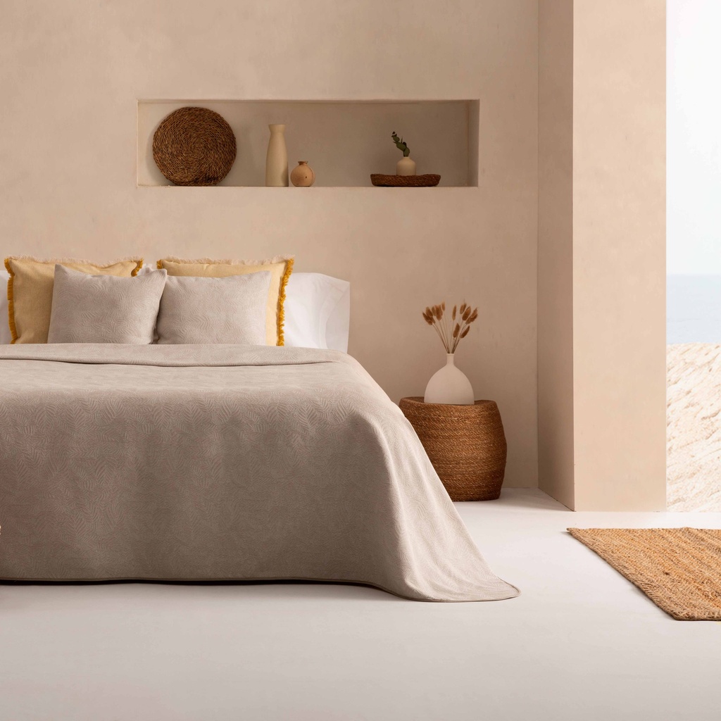 [COLLIN180-BE] Colcha ligera Lindi jacquard (Beige, 180x270 cm)