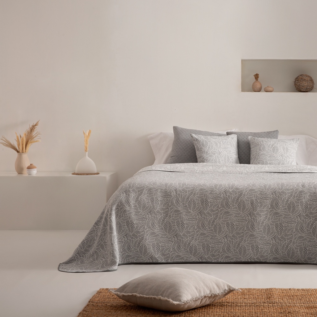 [COLLIN180-GR] Colcha ligera Lindi jacquard (Gris, Cama 80/90 - 180x270 cm)