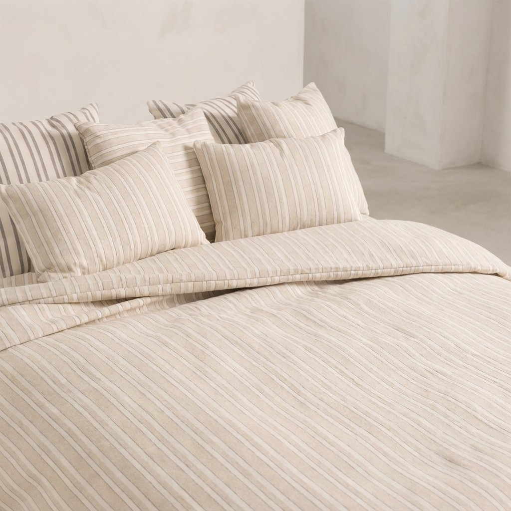 [FNTRAMULI-150] Funda Nórdica Rayas Relieve TRAMUNTANA (Lino, Cama 80/90 - 150x220 cm)