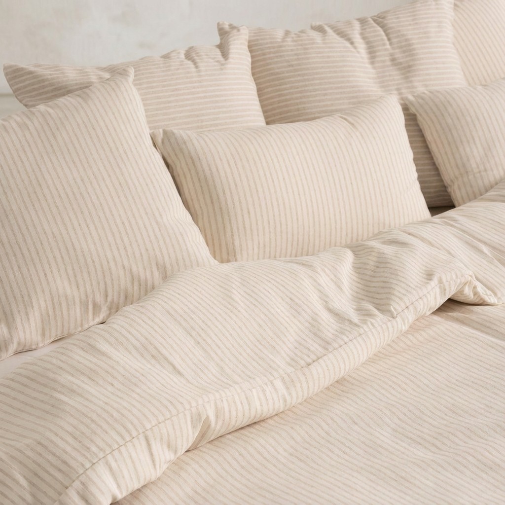 [FNPUNTCR-150] Funda Nórdica Hilo Tintado Rayas PUNT (Crudo, Cama 80 - 150x220 cm)