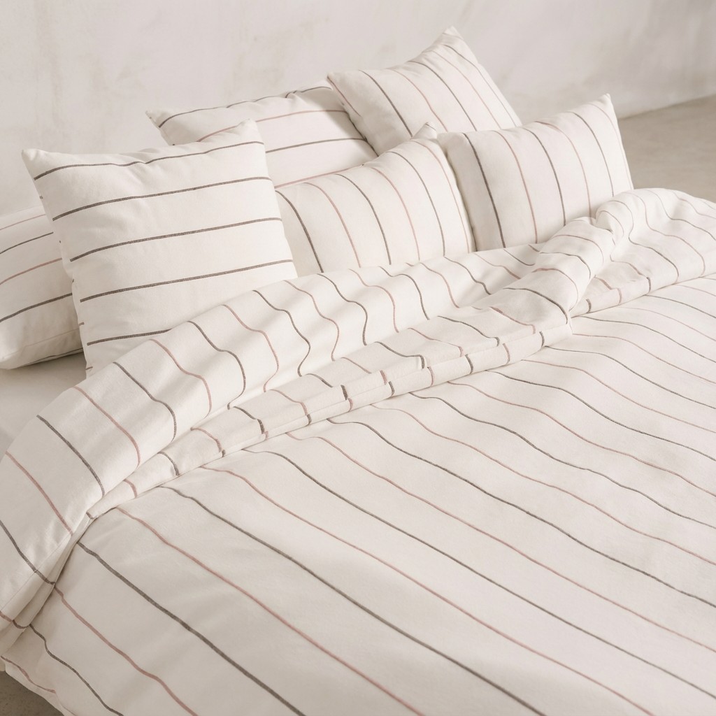 [FNTRASBLIRO-150] Funda Nórdica Hilo Relieve Tintado Rayas TRASBLANC (Lino - Rosa, Cama 80/90 - 150x220 cm)