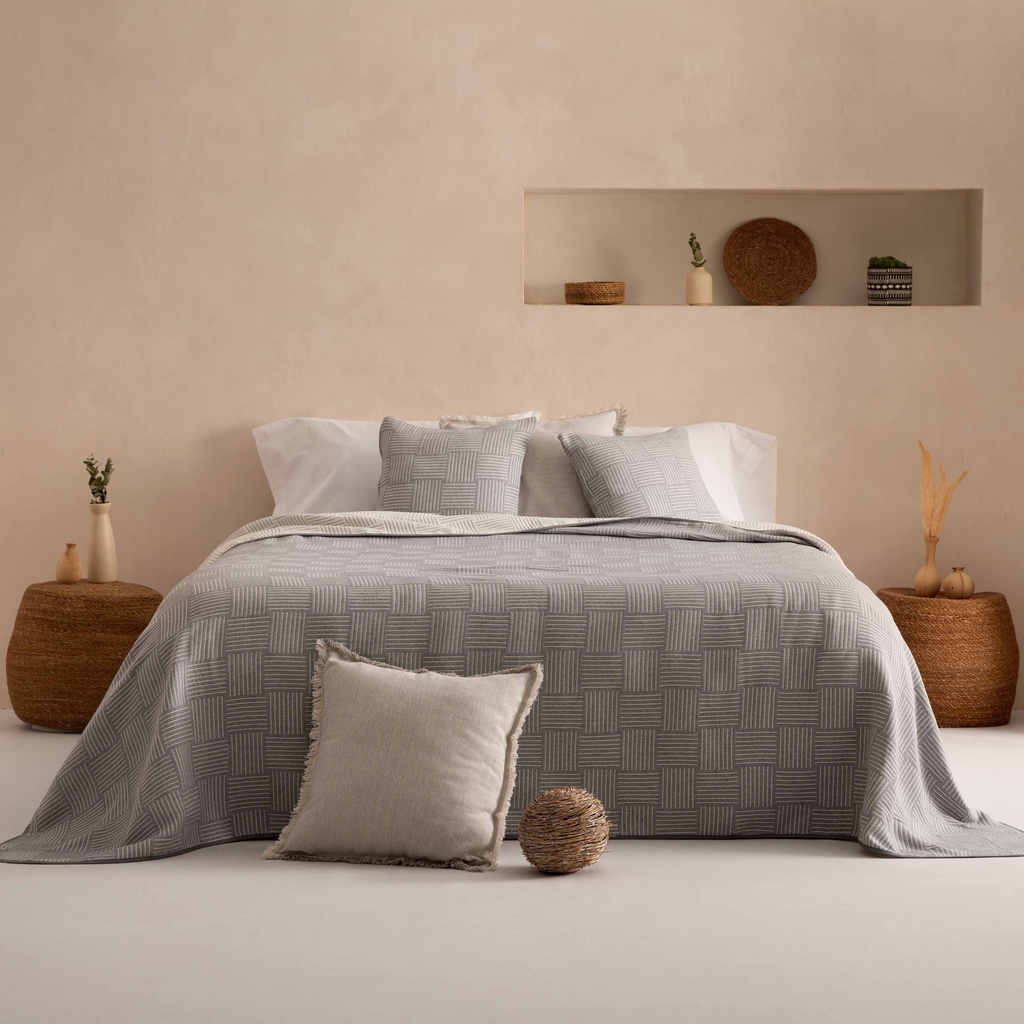[COLZAN180-GR] Colcha ligera Zanzi jacquard (Gris, Cama 80/90 - 180x270 cm)