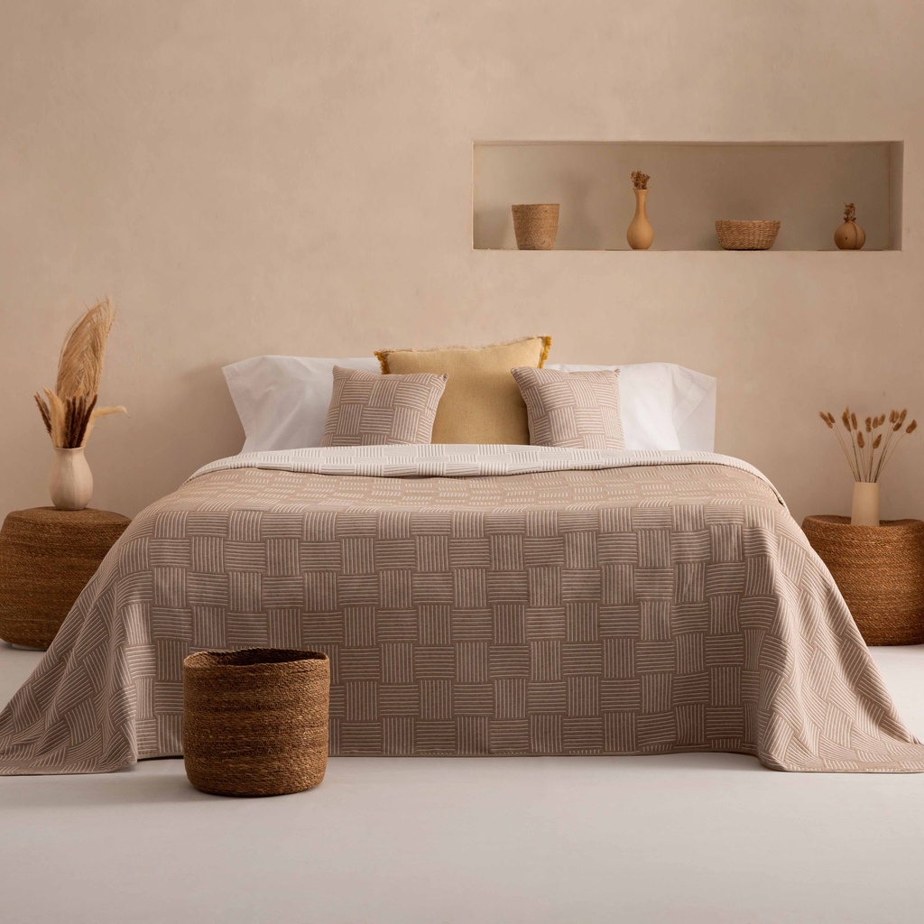 [COLZAN180-BE] Colcha ligera Zanzi jacquard (Beige, Cama 80/90 - 180x270 cm)